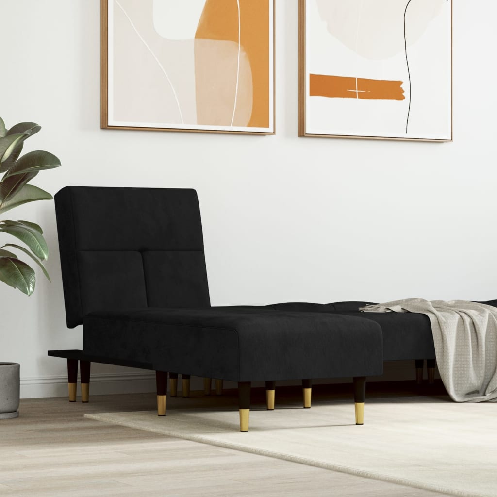 vida XL Chaiselongue Schwarz Samt