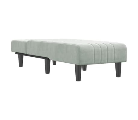vidaXL Chaise longue gris clair velours