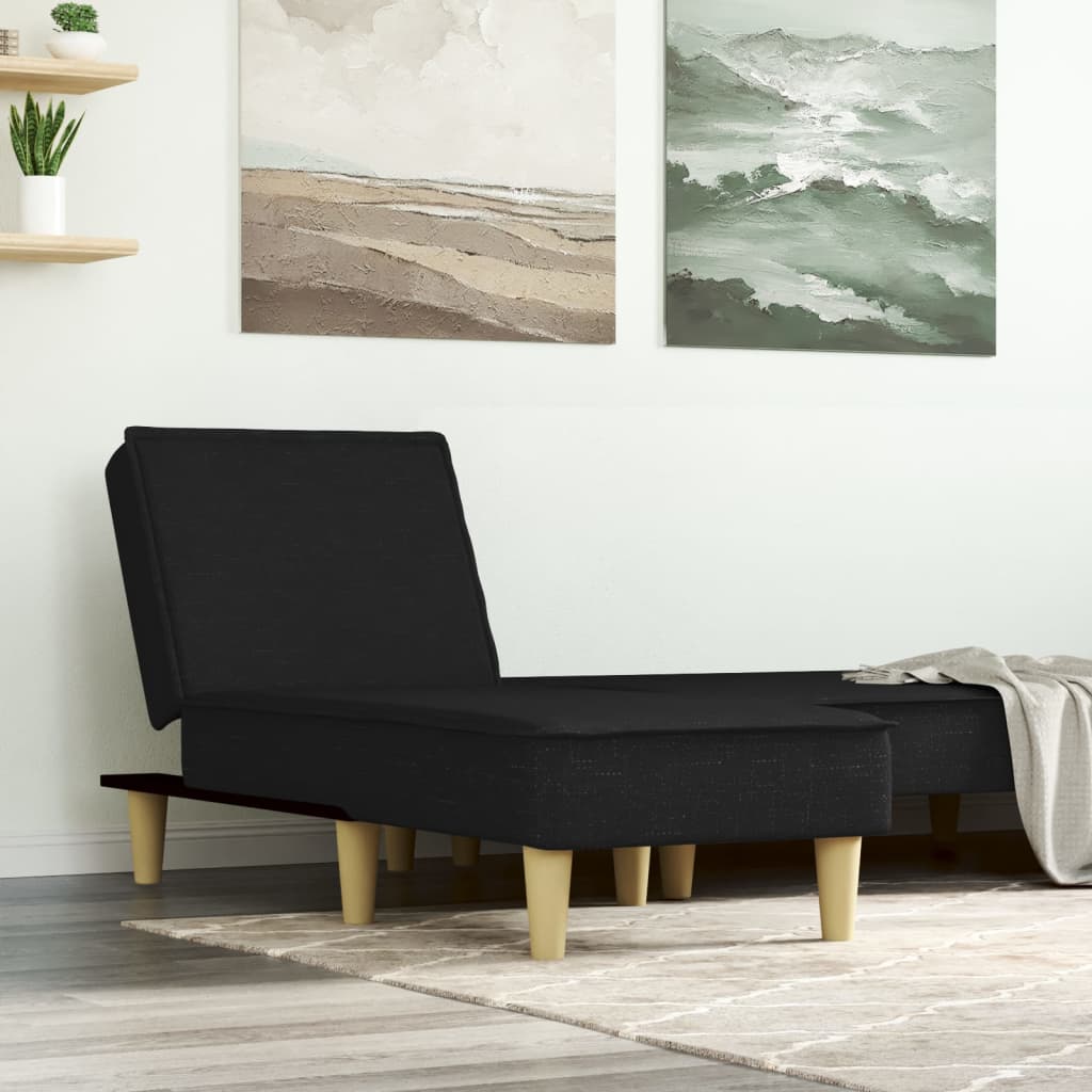 Chaise longue noir tissu