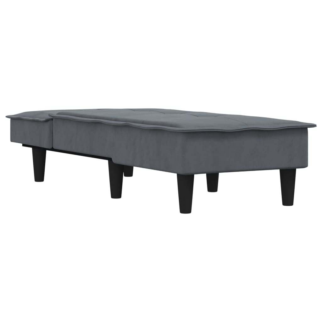 vidaXL Chaise longue fluweel donkergrijs afbeelding