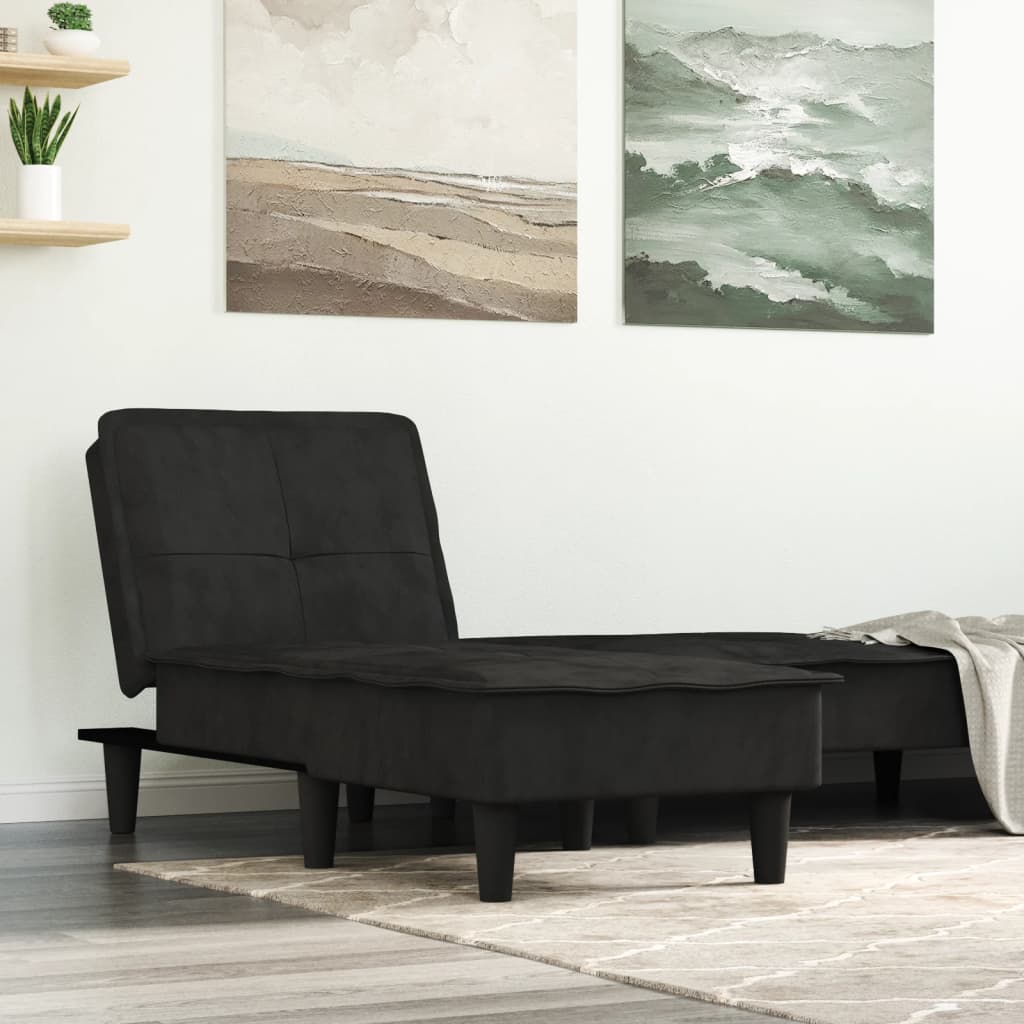 vidaXL Chaise Longue Black Velvet