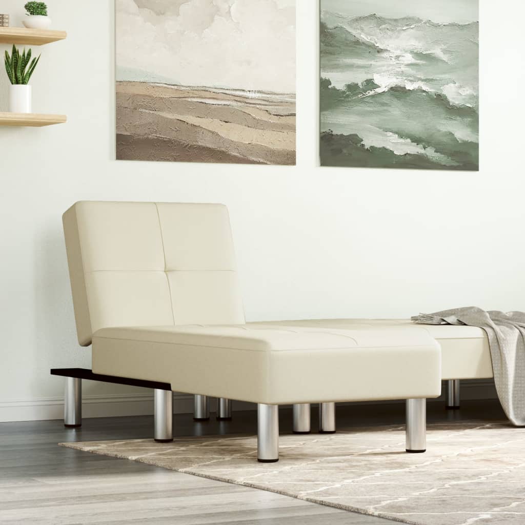 vidaXL Chaiselongue Creme Kunstleder