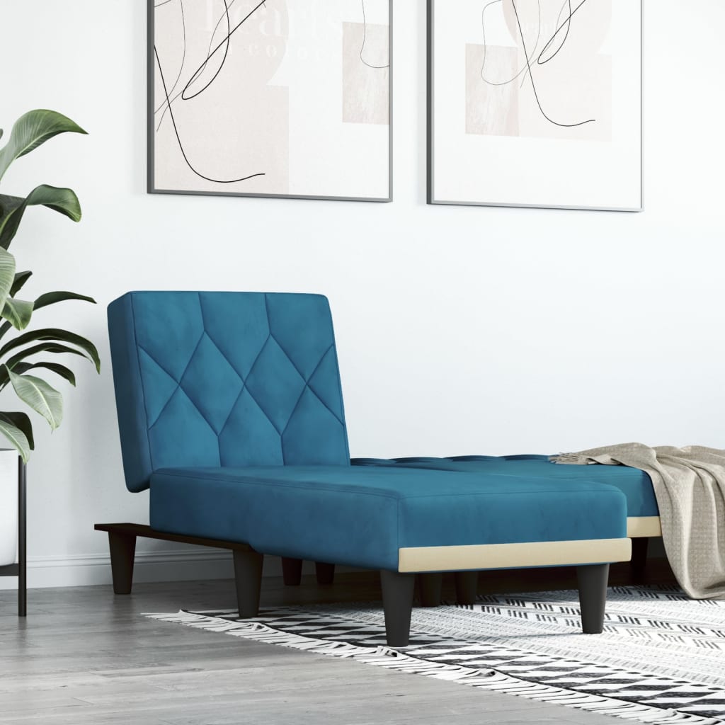 Chaiselongue Blau Samt