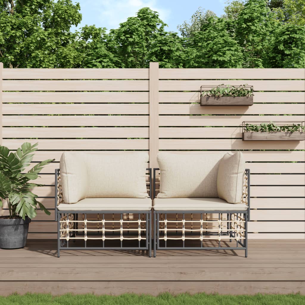 vidaXL Ecksofas mit Kissen 2 Stk. Modular Poly Rattan