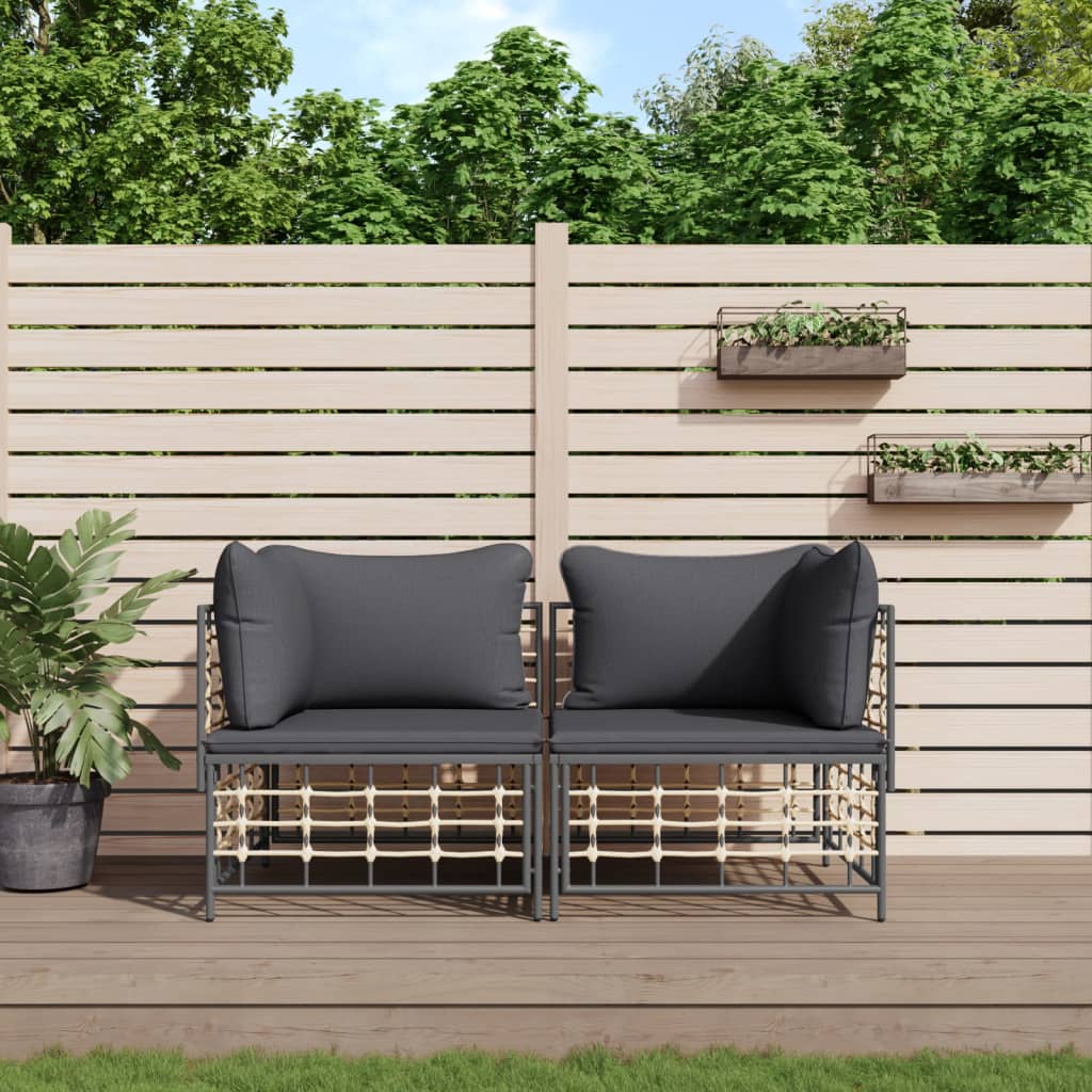 vidaXL Ecksofas mit Kissen 2 Stk. Modular Poly Rattan