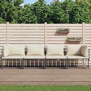 Vrtna sedežna garnitura 4-delna z blazinami antracit poli ratan