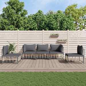 Vrtna sedežna garnitura 5-delna z blazinami antracit poli ratan