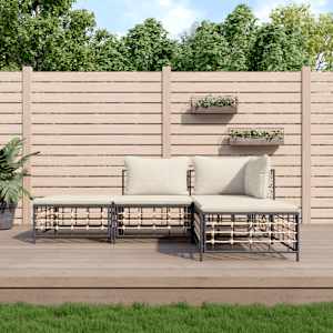 Vrtna garnitura 4-delna z blazinami antracit poli ratan