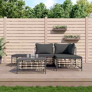 Vrtna sedežna garnitura 5-delna z blazinami antracit poli ratan