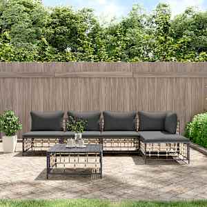 Vrtna garnitura 6-delna z blazinami antracit poli ratan