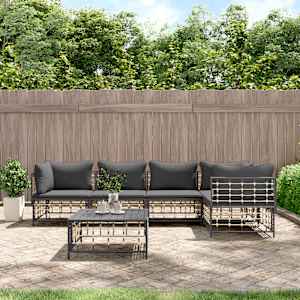 Vrtna garnitura 6-delna z blazinami antracit poli ratan