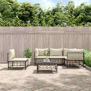 Vrtna garnitura 6-delna z blazinami antracit poli ratan