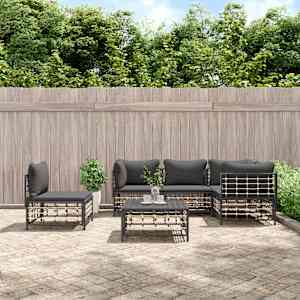 Vrtna garnitura 6-delna z blazinami antracit poli ratan