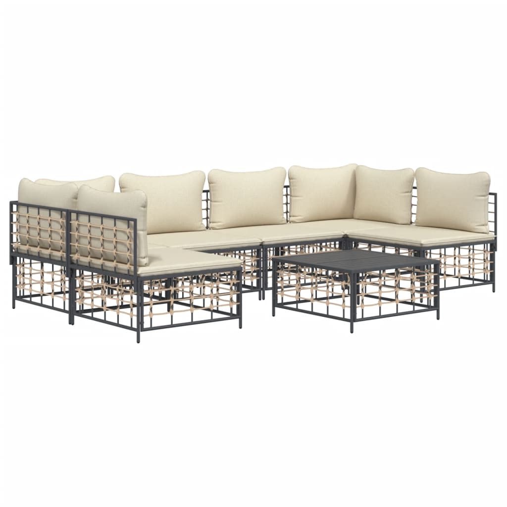 vidaXL 7-delige Loungeset met kussens poly rattan antracietkleurig afbeelding