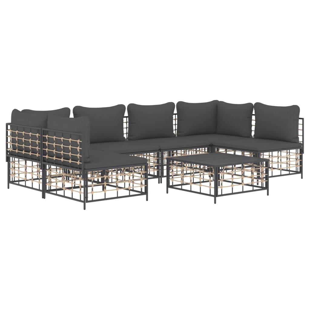 Thumbnail - vidaXL 7-tlg. Garten-Lounge-Set mit Kissen Anthrazit Poly Rattan