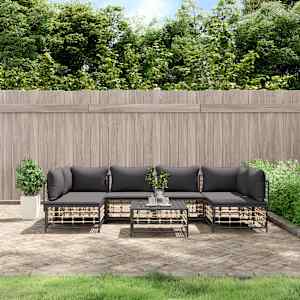 Vrtna garnitura 7-delna z blazinami antracit poli ratan