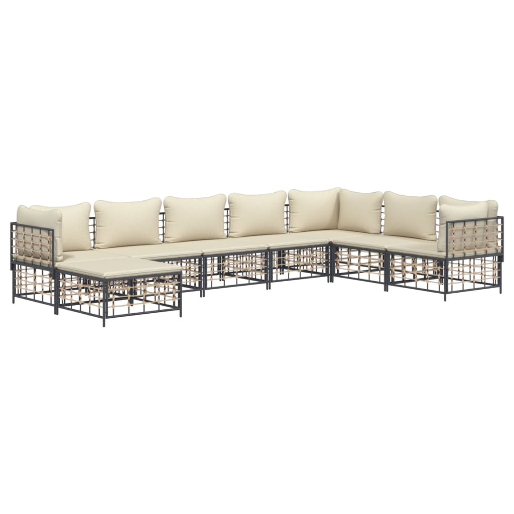 Thumbnail - vidaXL 8-tlg. Garten-Lounge-Set mit Kissen Anthrazit Poly Rattan