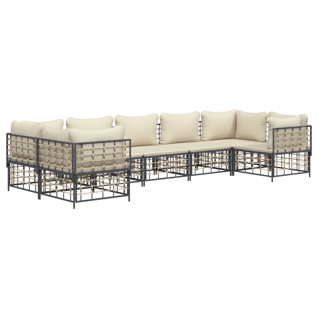vidaXL Set mobilier de grădină cu perne, 7 piese, antracit, poliratan
