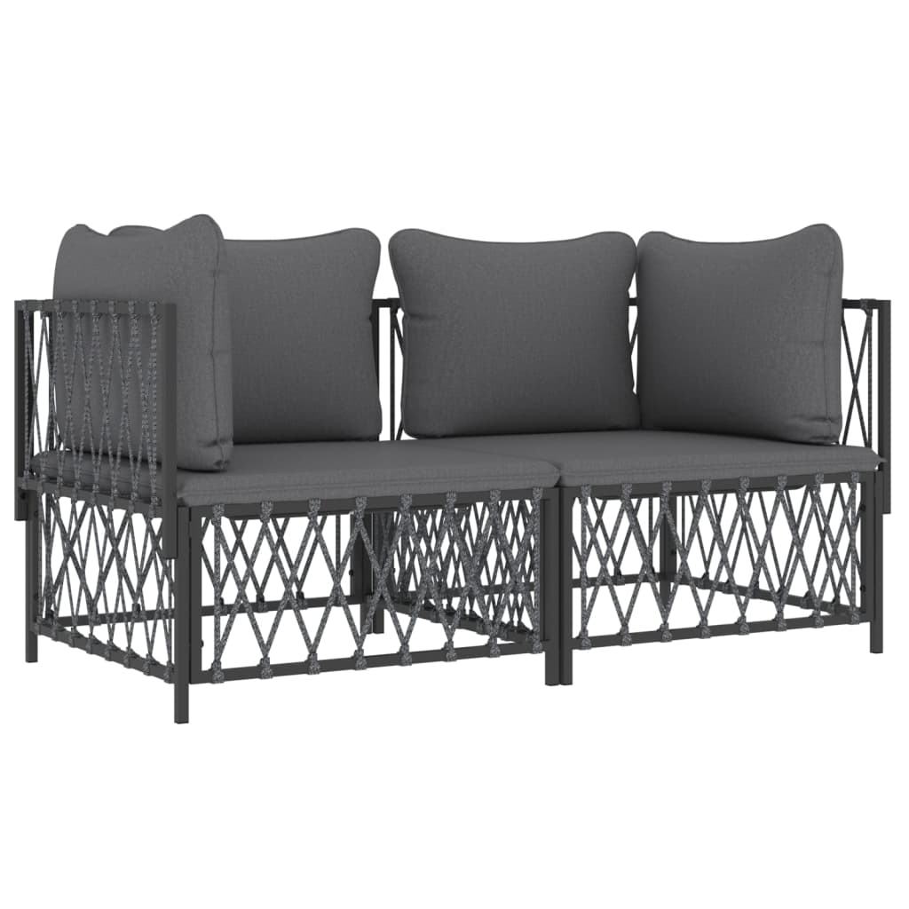 vidaXL 2-delige Loungeset met kussens staal antracietkleurig afbeelding