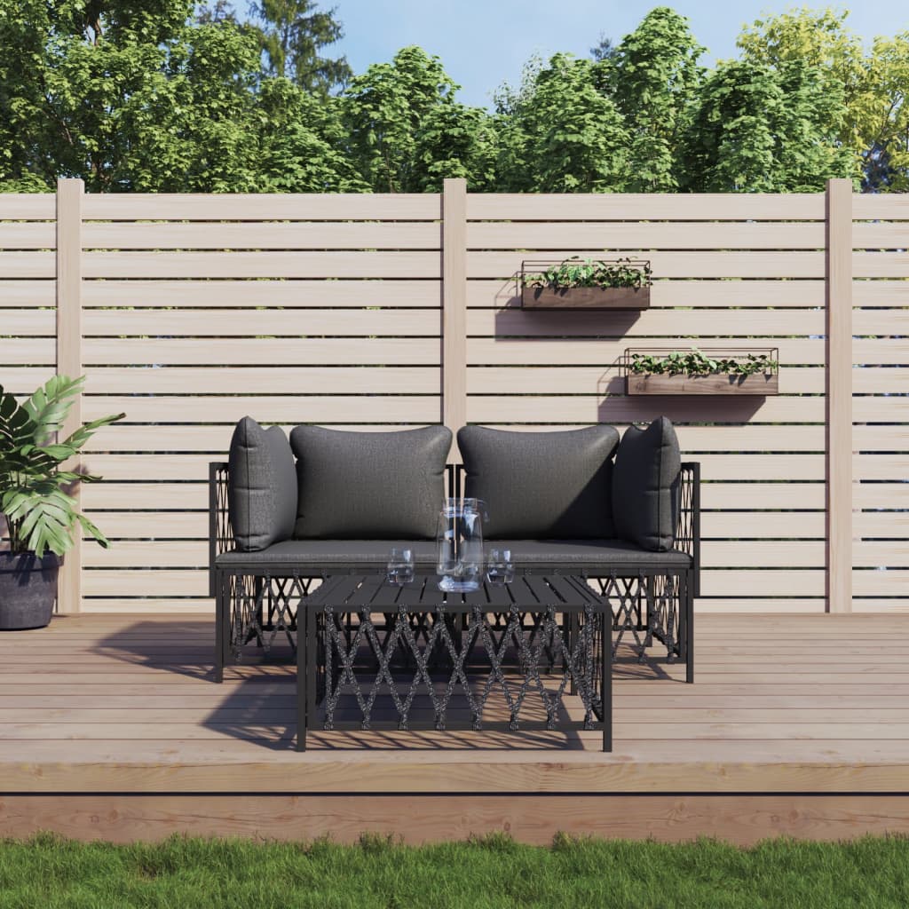 Zestaw wypoczynkowy ogrodowy - antracytowy, 72x72x66 cm