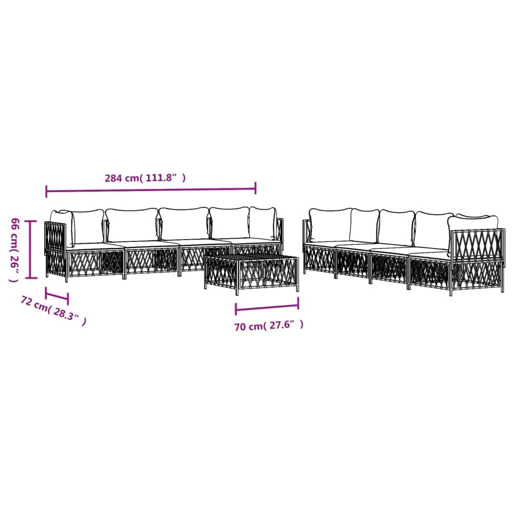 Set mobilier de grădină cu perne, 9 piese, antracit, oțel