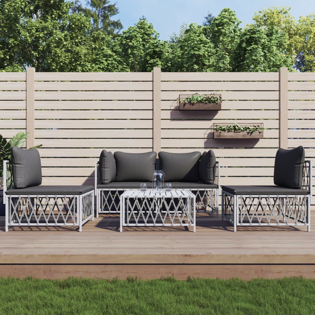 Zestaw wypoczynkowy ogrodowy - biały, plecionka, stal, textilene, 72x72x66 cm