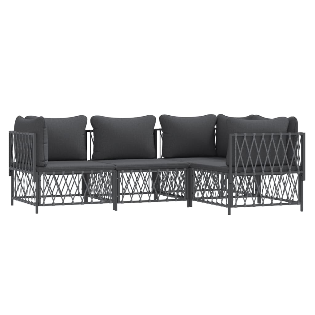 vidaXL 4-delige Loungeset met kussens staal antracietkleurig afbeelding