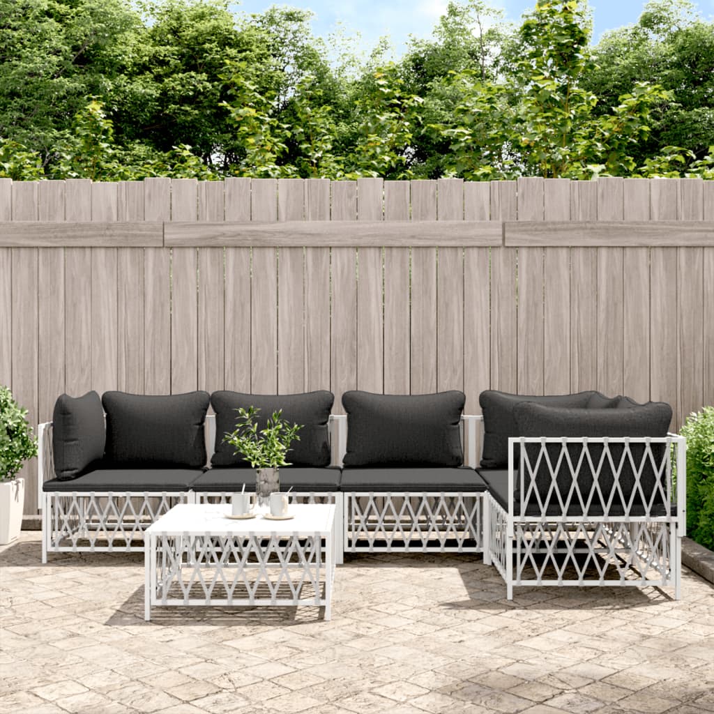 Zestaw wypoczynkowy ogrodowy, biały, plecionka, stal, textilene, 72x72x66 cm