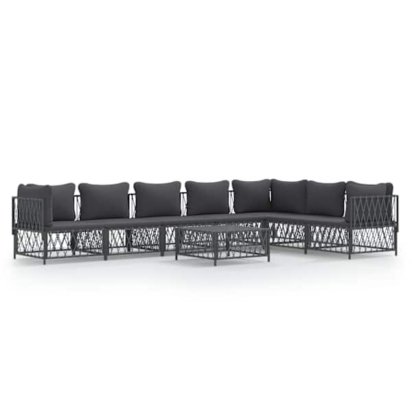 vidaXL 8-osaline aiam&ouml;&ouml;bli komplekt patjadega, antratsiit, teras