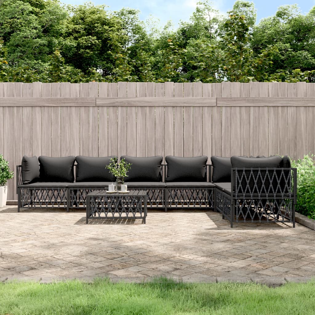 vidaXL 8-tlg. Garten-Lounge-Set mit Kissen Anthrazit Stahl