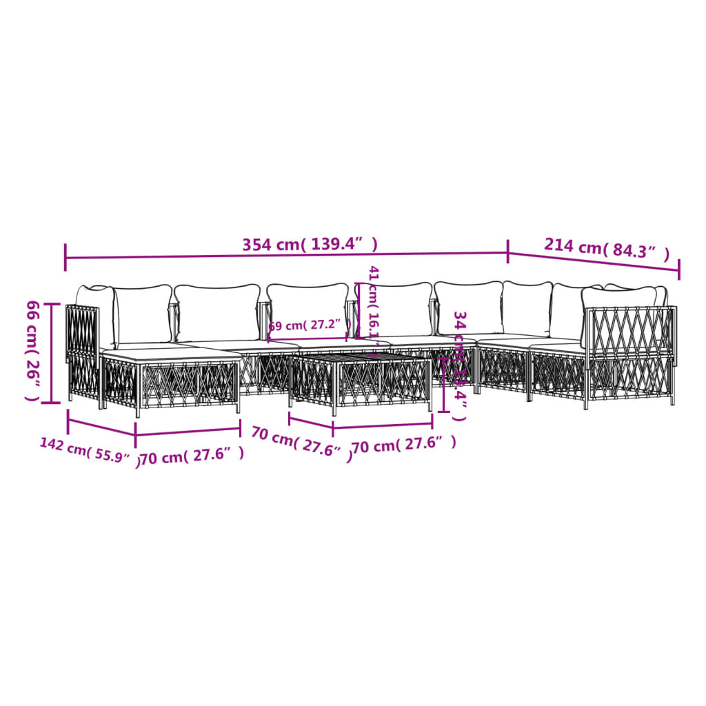 Set mobilier de grădină cu perne, 9 piese, antracit, oțel