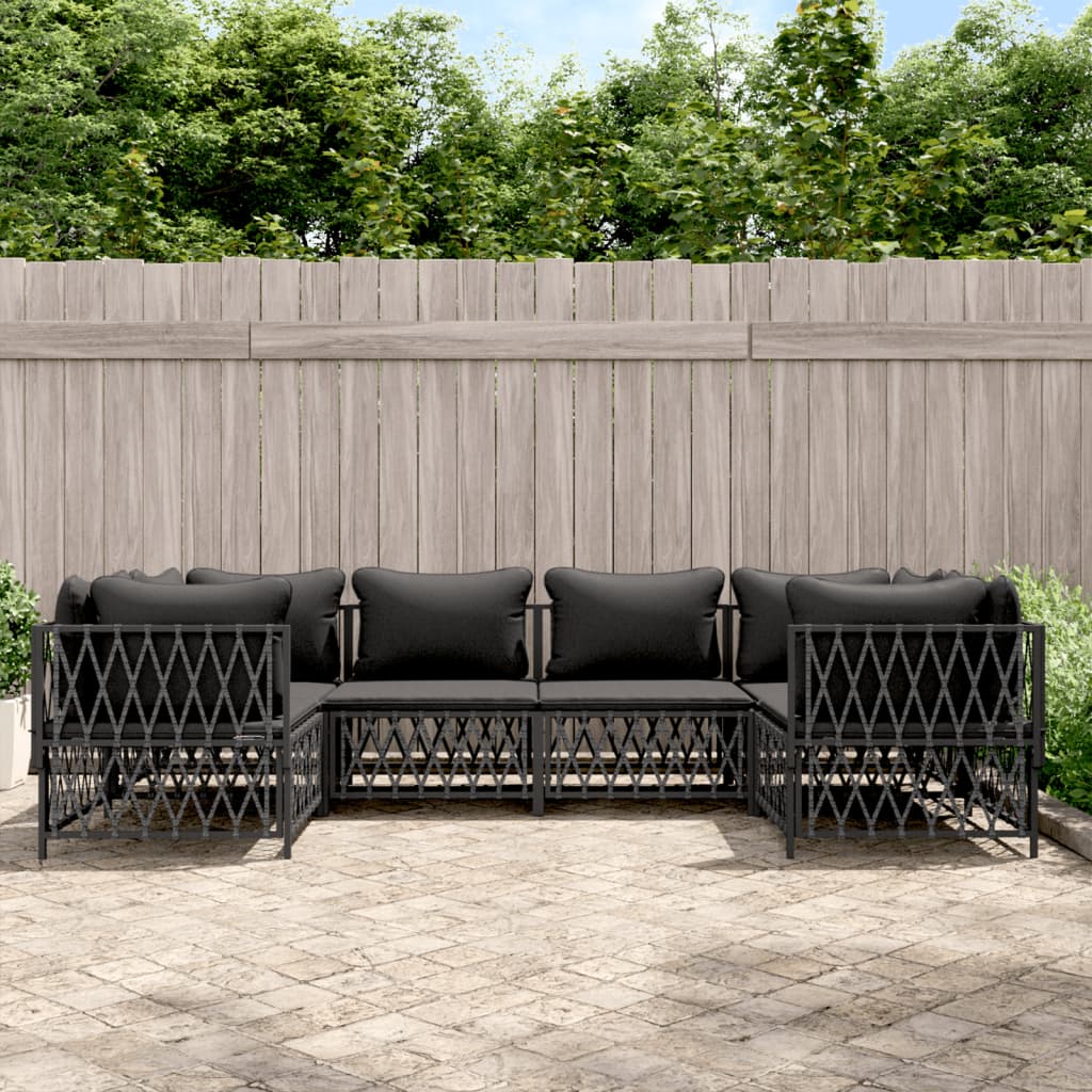 vidaXL 6-tlg. Garten-Lounge-Set mit Kissen Anthrazit Stahl