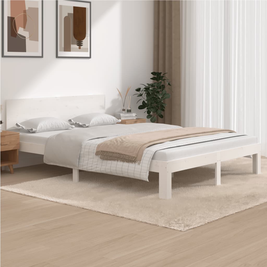 Rám postele bílý 140 x 200 cm masivní borovice