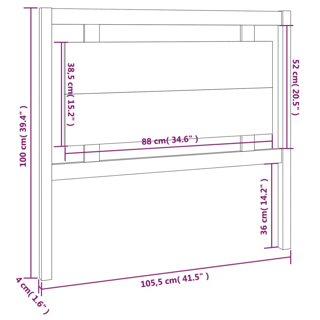 Vzglavje 105,5x4x100 cm trdna borovina