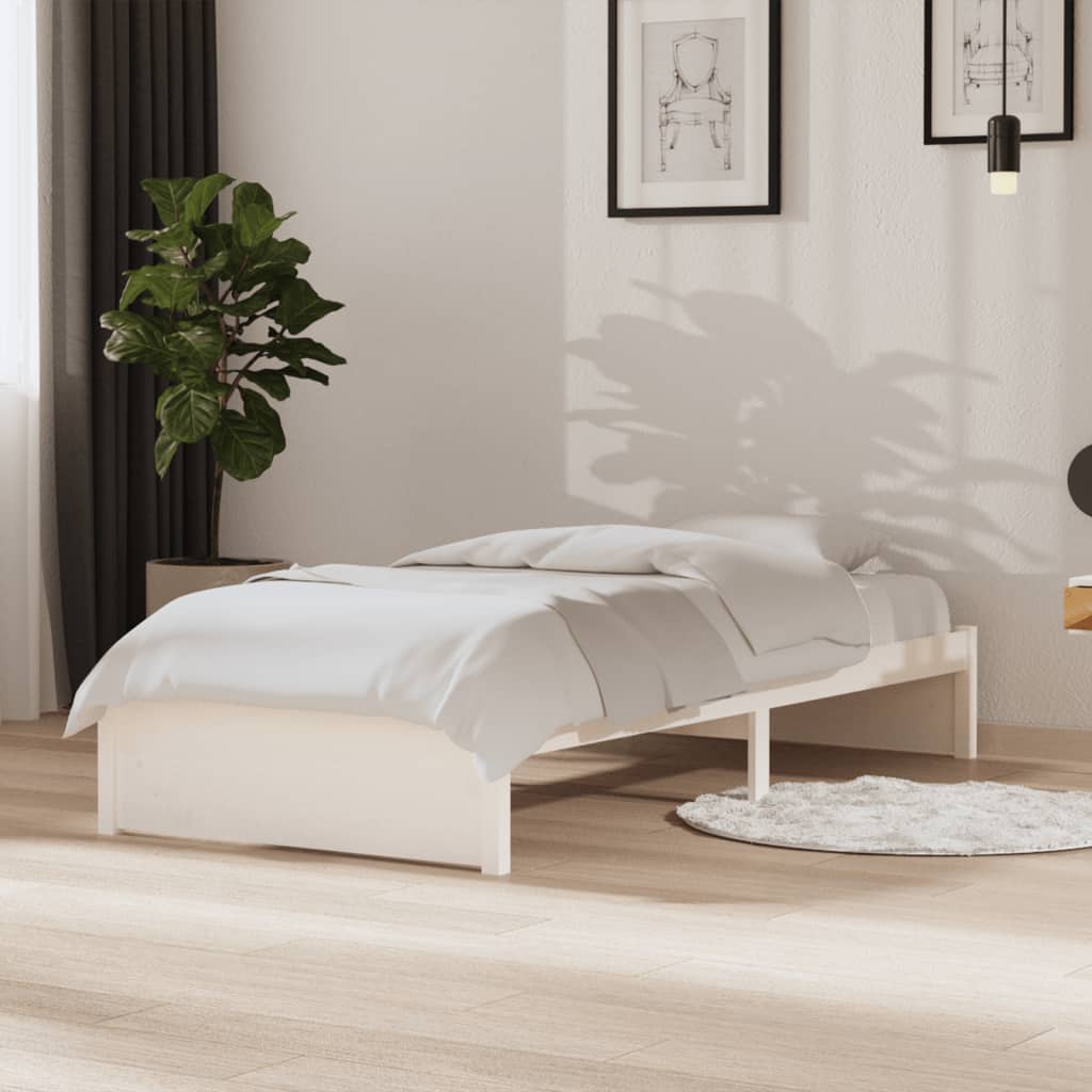 Rám postele bílý 90 x 190 cm masivní borové dřevo