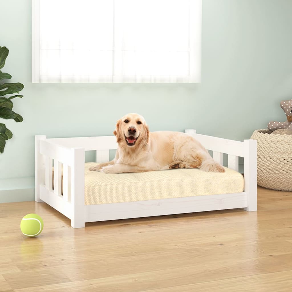 vidaXL Lit pour chien blanc 75,5x55,5x28 cm bois de pin solide