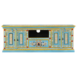 TV skříňka modrá 110 x 30 x 40 cm masivní mangovníkové dřevo - obrázek 3