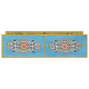 TV skříňka modrá 110 x 30 x 40 cm masivní mangovníkové dřevo - obrázek 4