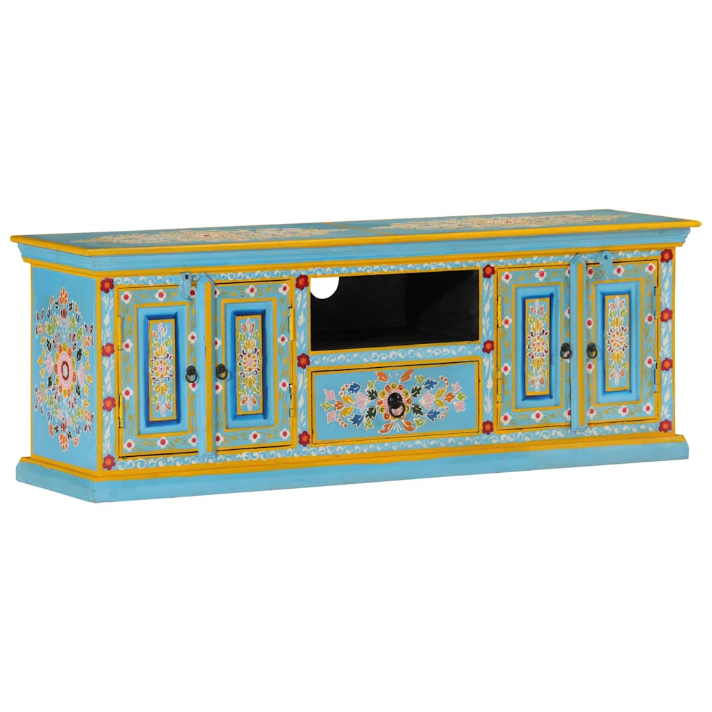 vidaXL TV-Schrank Blau 110x30x40 cm Massivholz Mango