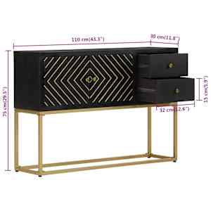 Příborník černý a zlatý 110x30x75 cm masivní mangovníkové dřevo - obrázek 10