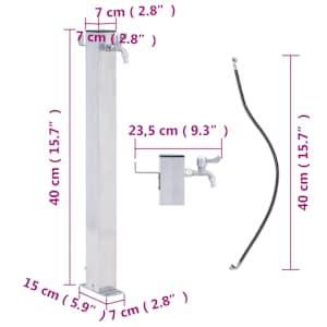 Zahradní sloupek na vodu 40 cm nerezová ocel čtvercový - obrázek 7