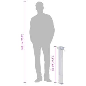 Zahradní sloupek na vodu 80 cm nerezová ocel čtvercový - obrázek 8