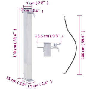 Zahradní sloupek na vodu 100 cm nerezová ocel čtvercový - obrázek 7
