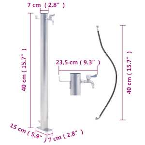 Zahradní sloupek na vodu 40 cm nerezová ocel kulatý - obrázek 7