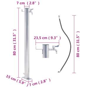 Zahradní sloupek na vodu 80 cm nerezová ocel kulatý - obrázek 7
