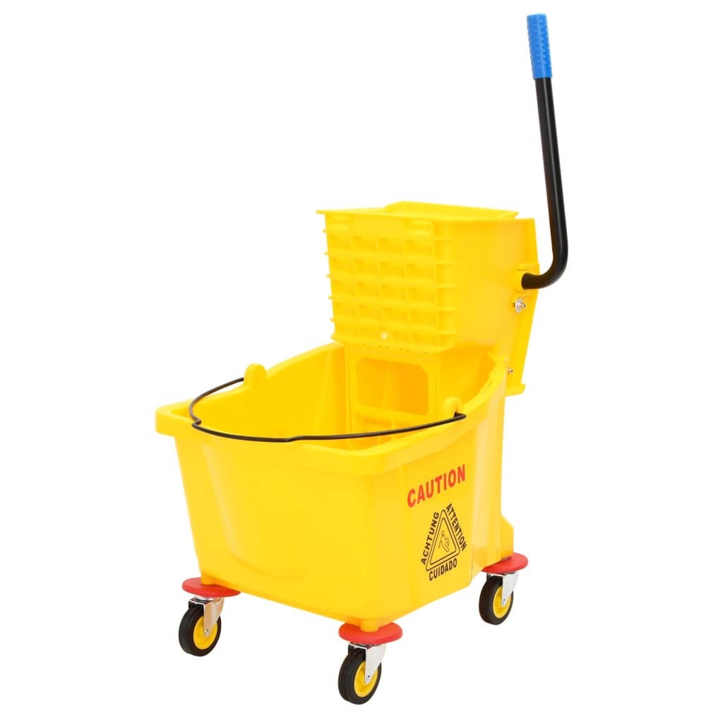 Cubo para Fregona con Escurridor y Ruedas Carrito de Limpieza PP Amarillo vidaXL
