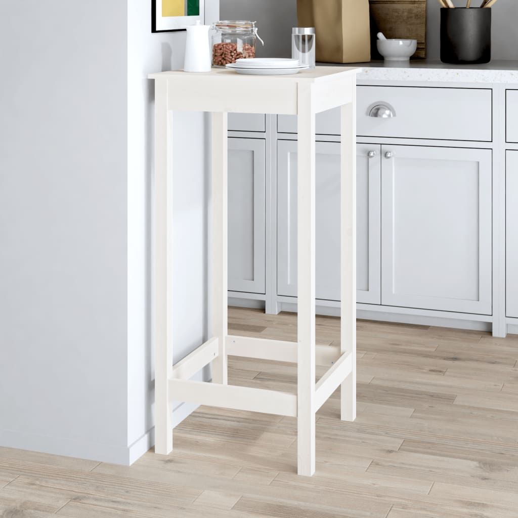 vidaXL Masă de bar, alb, 50x50x110 cm, lemn masiv de pin