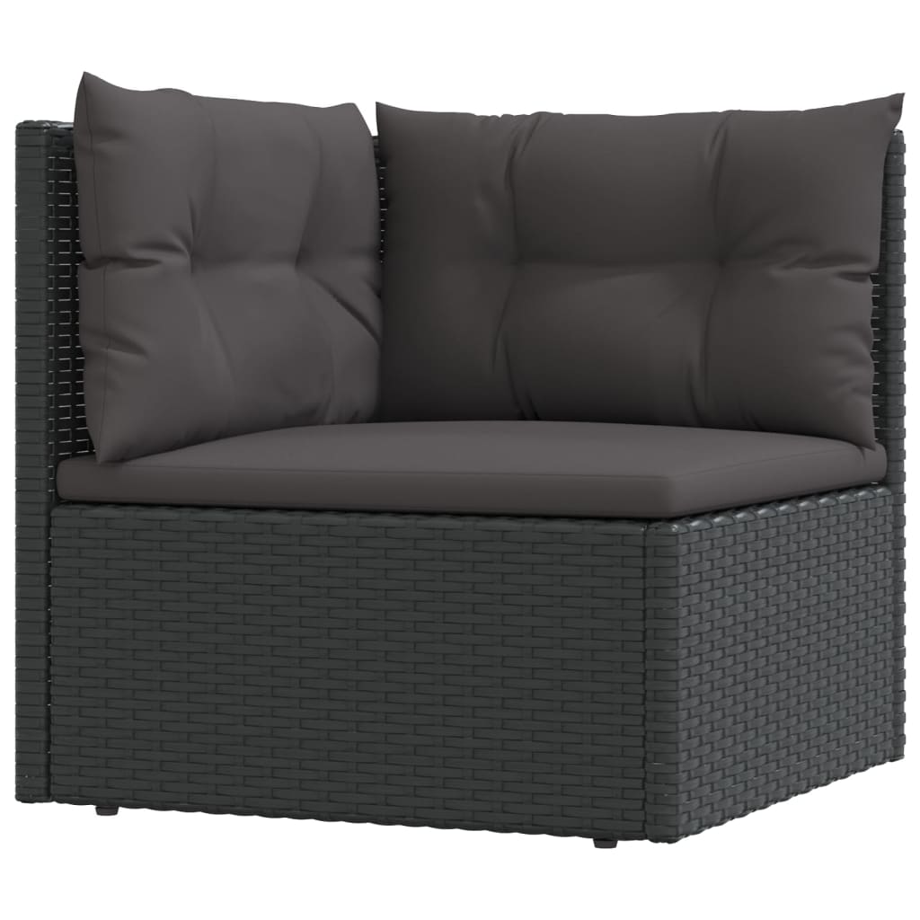 5 Piece Patio Lounge Set with Cushions Black Poly Rattan vidaXL vidaXL