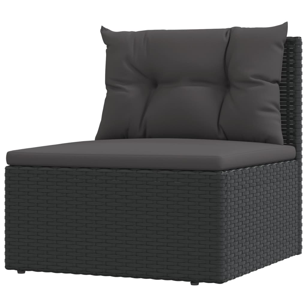 5 Piece Patio Lounge Set with Cushions Black Poly Rattan vidaXL vidaXL