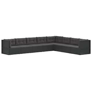 vidaXL 8 Piece Garden Lounge Set with Cushions Black Poly Rattan